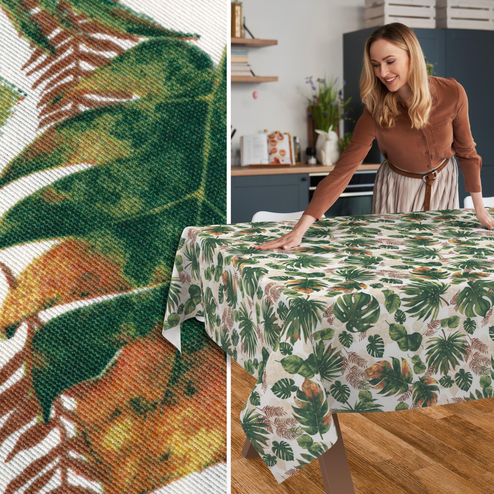 Mantel lavable, fácil de limpiar, de algodón y poliéster, antimanchas, para jardín, 350 x 140 cm, para interior y exterior