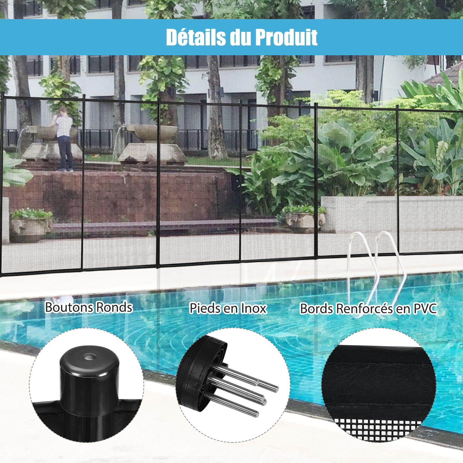 SOARS Clôture Piscine, Lot de 4 Barrières Extérieur 360 X 125 CM