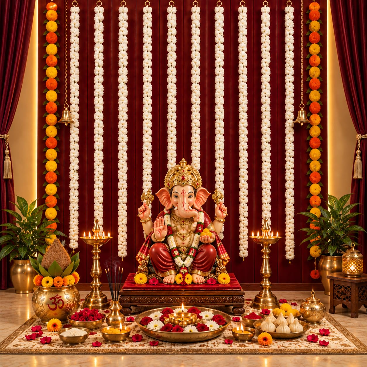 Mogra Jasmine Toran Garland - Diwali Home Decor -1 Mogra Jasmine Toran Garland - Diwali Home Decor -1