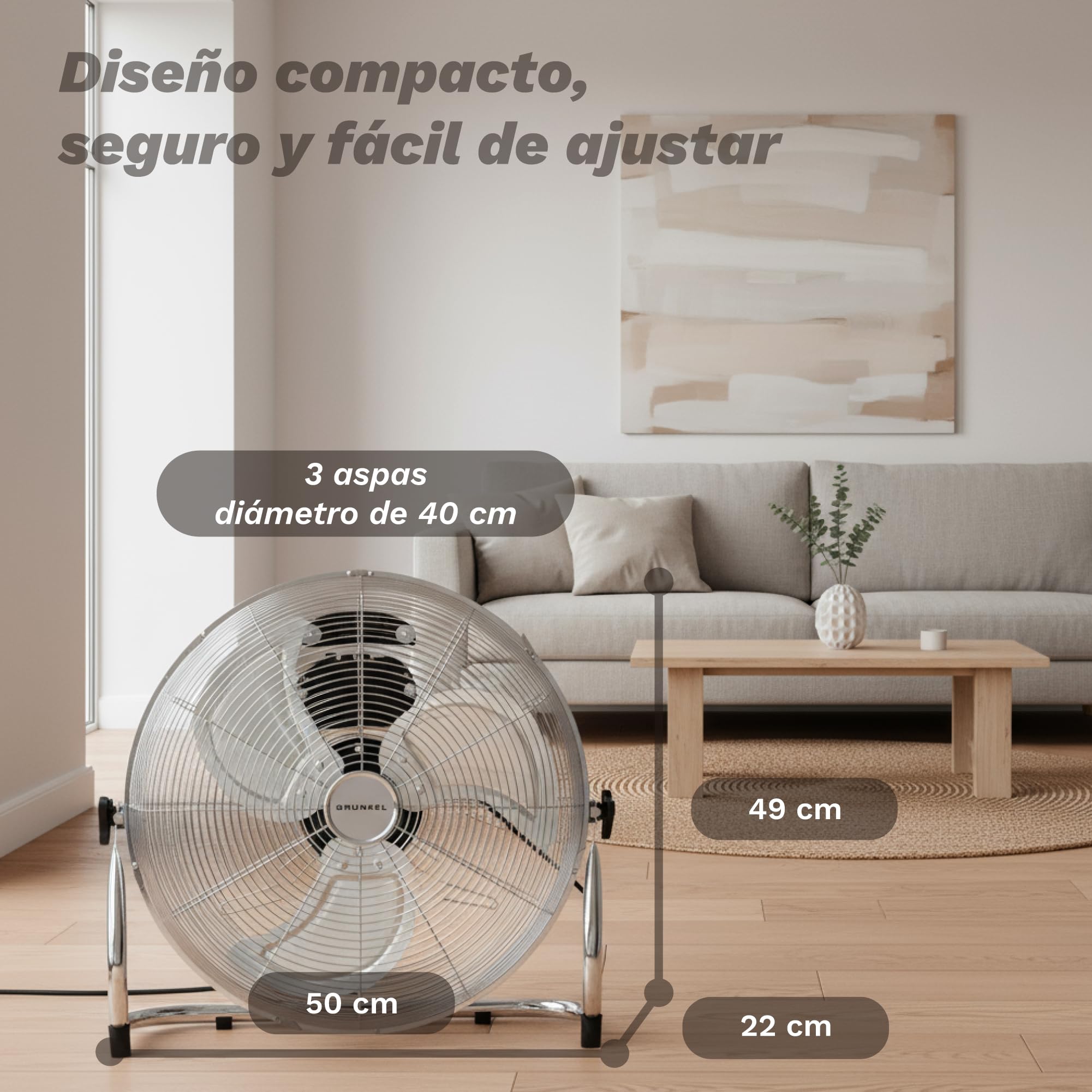 Grunkel MET-H16 Ventilateur de sol industriel 40 cm Puissance 90 W