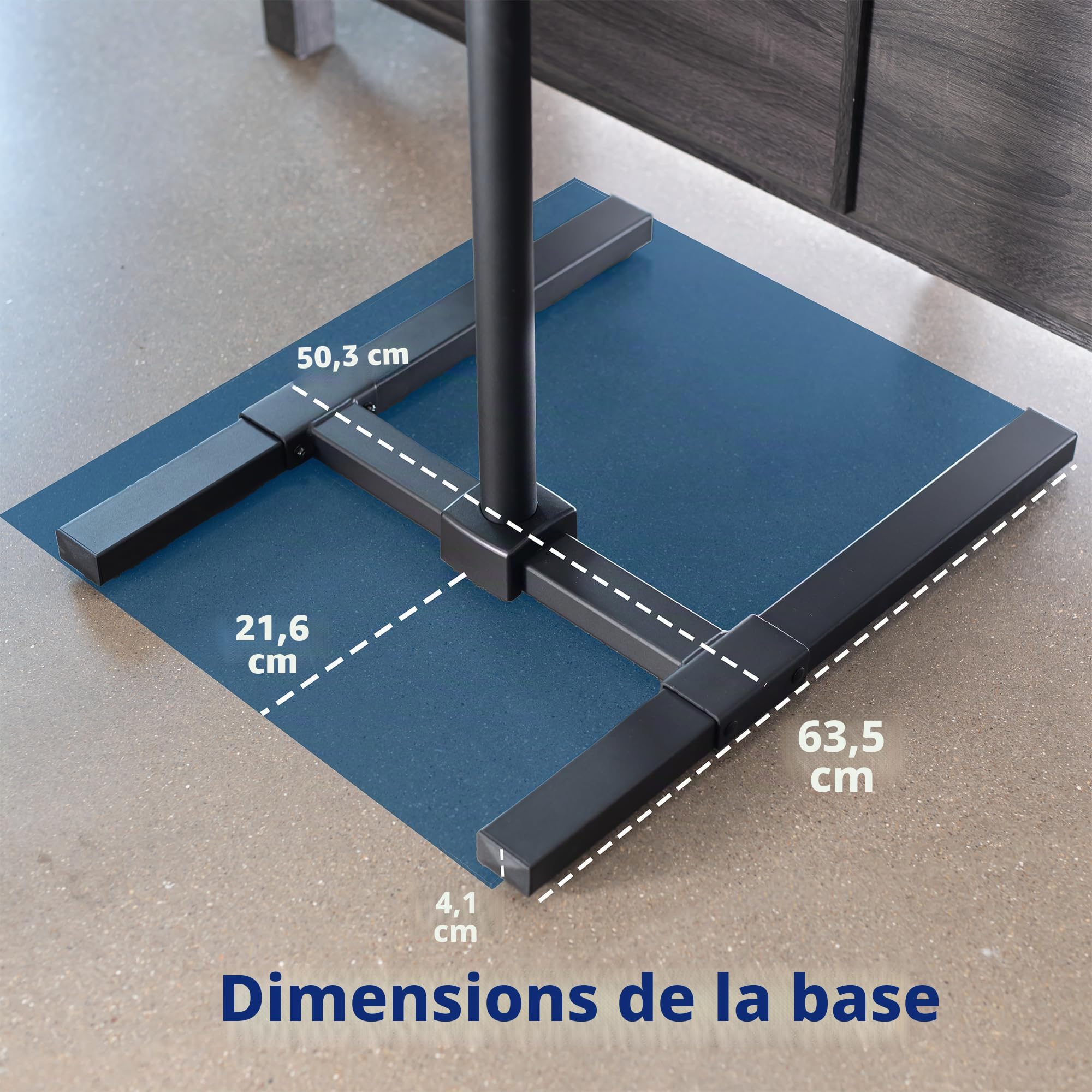 VIVO STAND-TV17 Support TV extra haut pour écrans de 13 à 50" jusqu'à 20 kg, LCD LED OLED 4K plats et incurvés, VESA max. 200x200 mm, poteau haut pour tapis de course et vélos elliptiques, noir