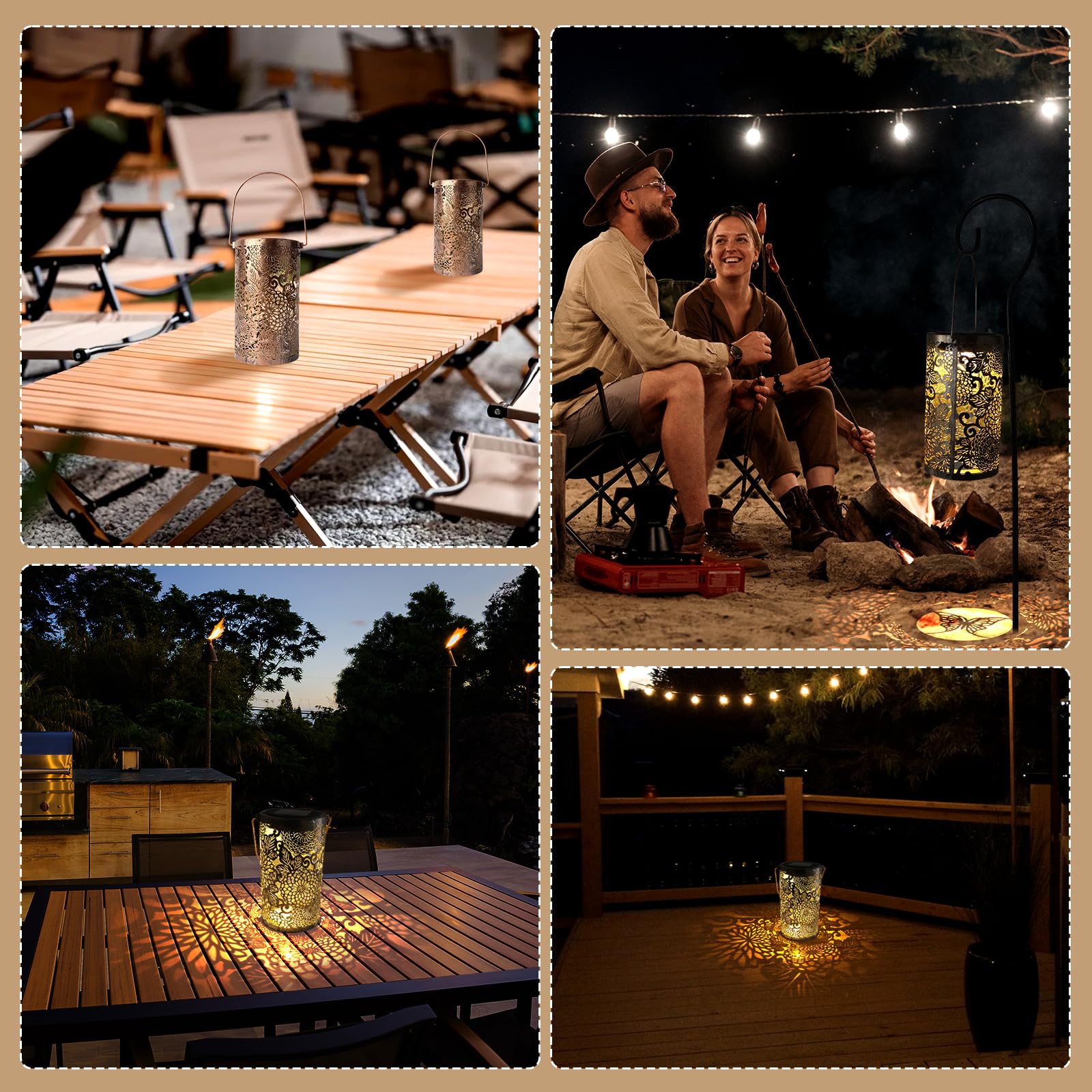 Lanterna Solare da Esterno, BrizLabs Lampada Solare da Giardino Bianco Caldo Impermeabile IP65 Retro Lanterne Solari per Esterni Orientale Decorazioni