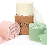 Vista 16 de Ribbli Cinta de gasa blanca – 1.5 pulgadas x 30 yardas, seda hecha a mano, gasa con flecos para invitaciones de boda, envoltura de regalos, ramos