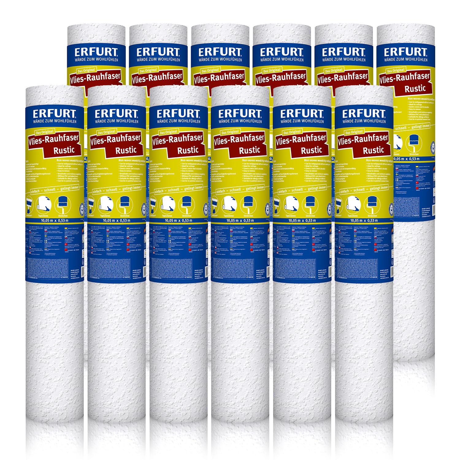 Erfurt Vlies-Rauhfaser Rustic 10.05X0.53 DIY Vlies Rauhfasertapete 12 Rollen 1000303
