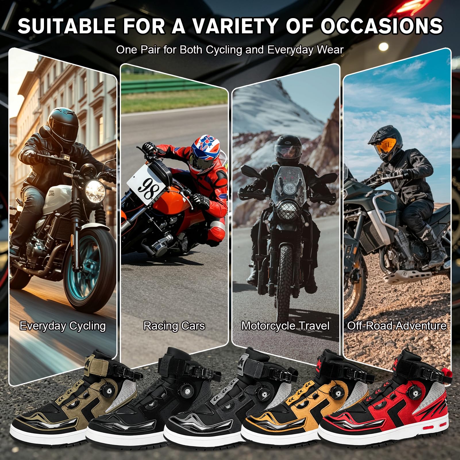 Stivali da Moto da Uomo, Scarpe da Moto Stivaletti Casual da Strada
