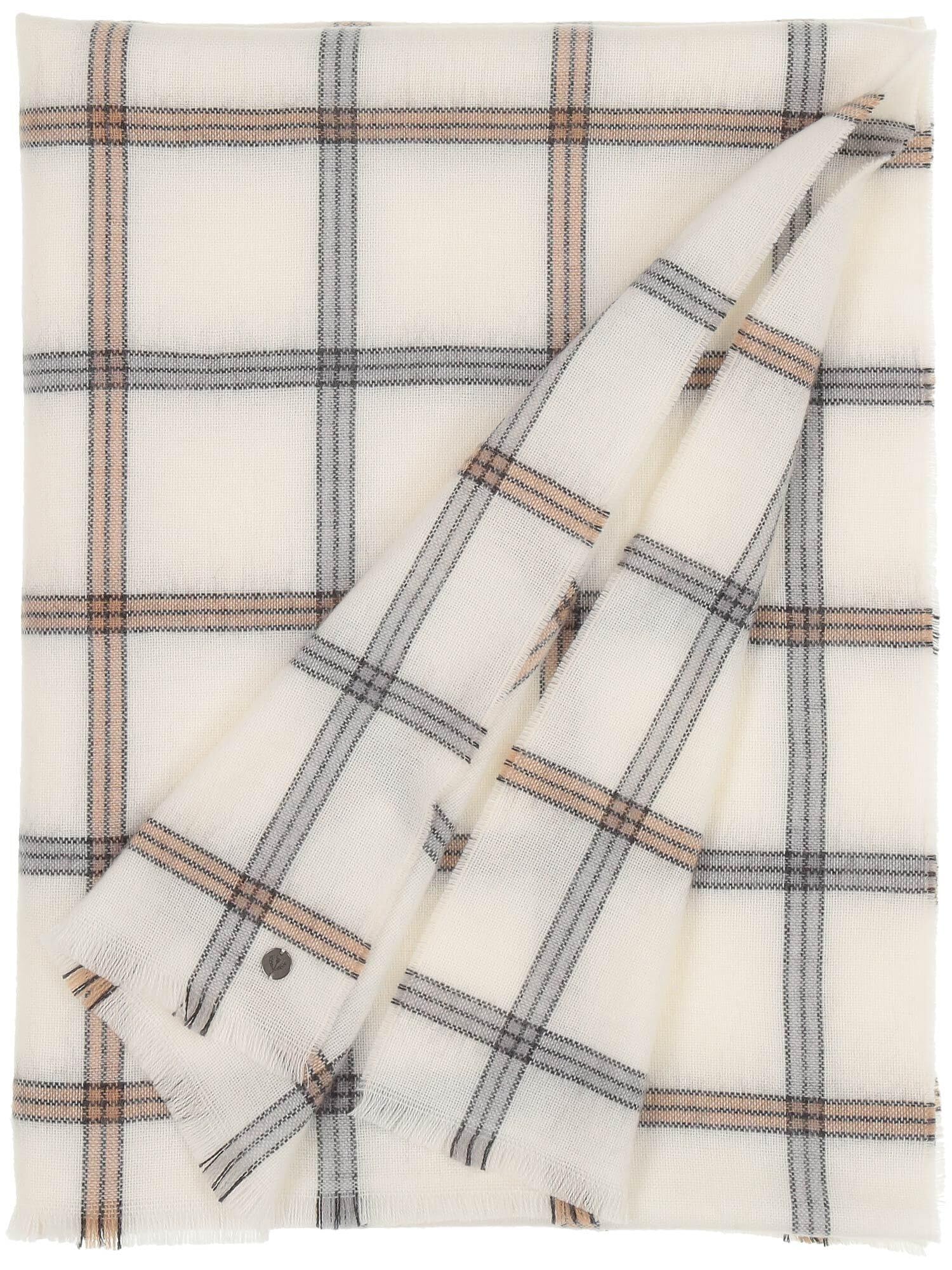 FRAAS estola con estampado de cuadros - 85 x 220 cm - bufanda de lana ligera - Made in Germany - Sustainability Edition