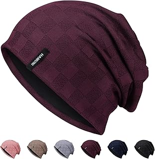 Slouch Beanie Hat for Men Women, Thin and Lightweight Jacquard Jersey Beanies, Chemo Headwear Hats, Running Hat, Slouchy Baggy Beanie, Unisex, Flexible, Classic Winter Summer Hats