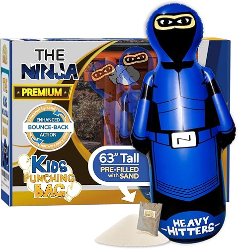 INFLATABLE DUDES Ninja Large Nobi 63 pulgadas - Saco de boxeo para niños Ya lleno de arena Bolsa Bop Juguete inflable Boxeo -Pesado HITTERS-