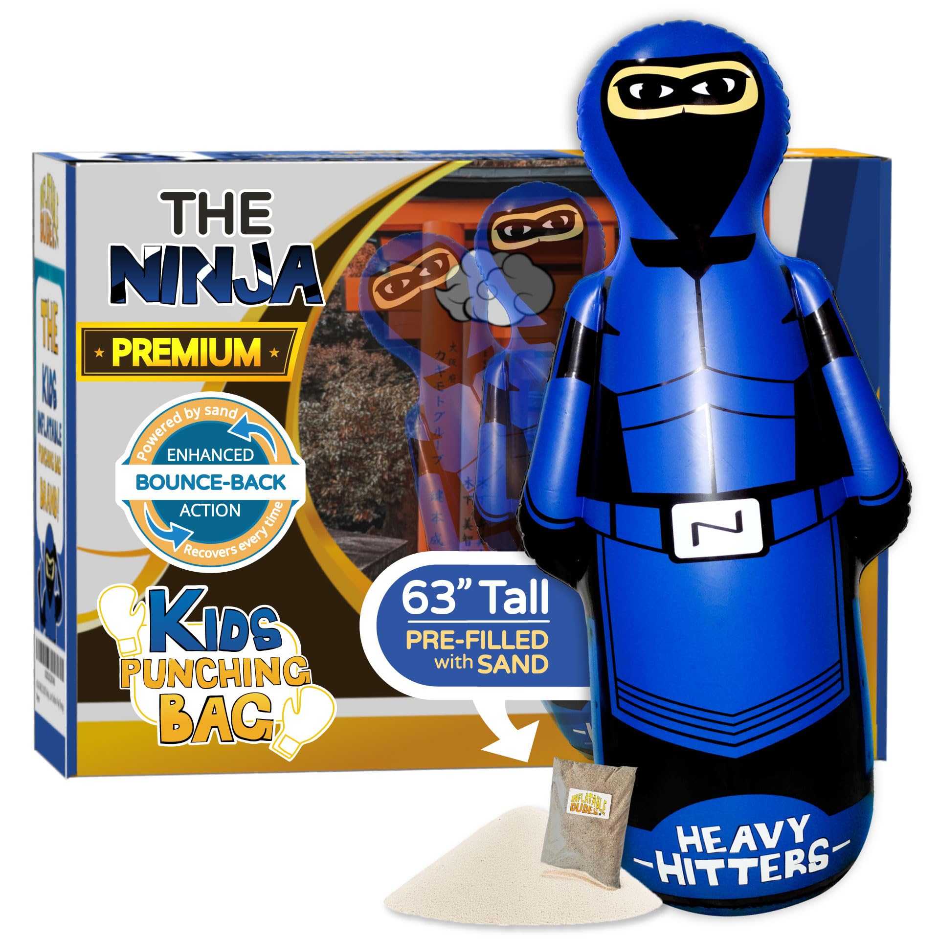 Inflatable Ninja Punching Bag for Kids 63 Inch Bop Bag Sand