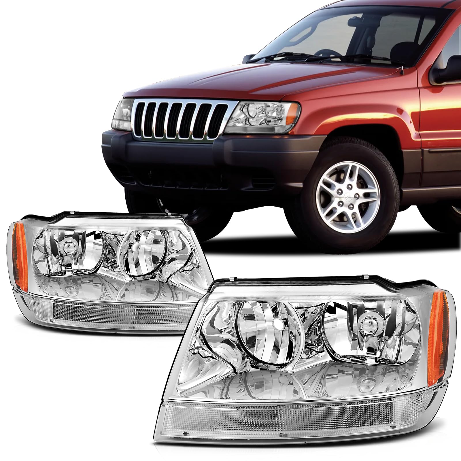 SCITOO Headlight Assembly Fit 2014-2021 For Toyota 4Runner Black Housing Amber Reflector Pair Headlights 81170-35571 — view 68
