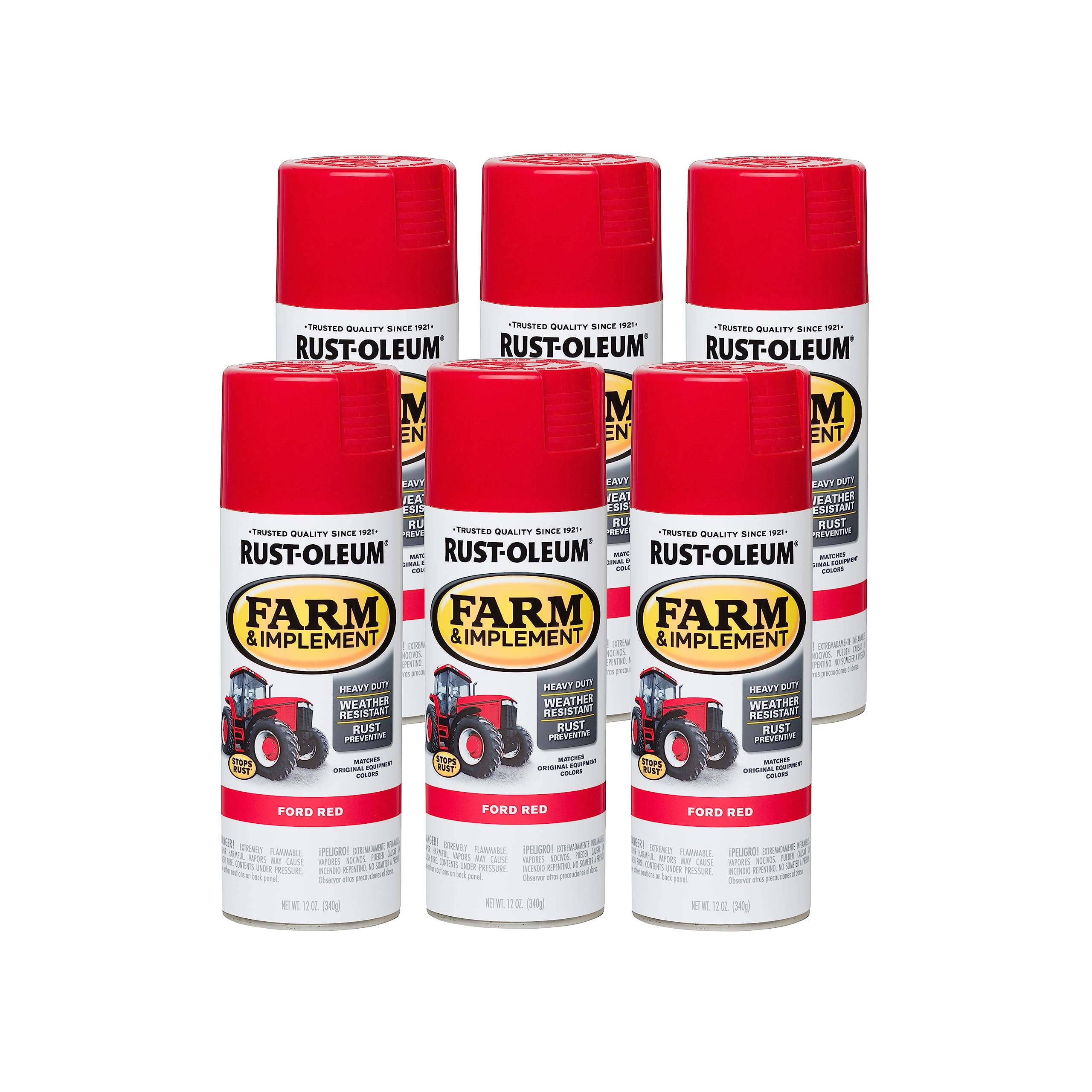 Rust-Oleum 280136-6PK Farm &amp; Implement Spray Paint, 12 oz, Ford Red, (Pack of 6)
