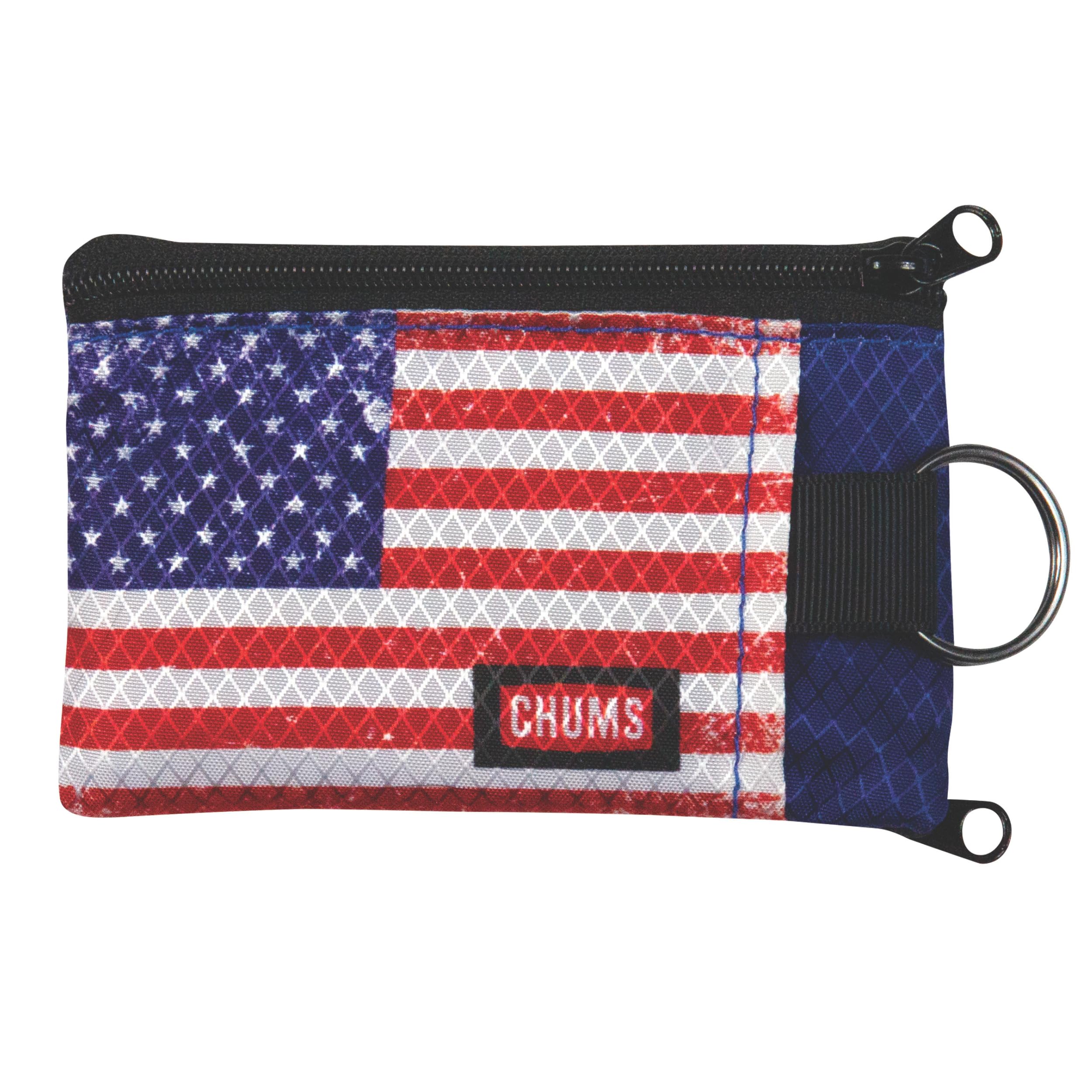 ChumsSurfshorts Wallet - Lightweight Slim Wallet with RFID Blocking Card & Clear ID Window - Zippered, Minimalist Wallet w/Key Ring - Solid Colors