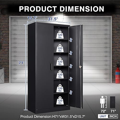 Vista 52 de Armario de almacenamiento de metal, armario de metal de 72 pulgadas, armario de acero alto blanco de 72 pulgadas, armario de empleados con estantes
