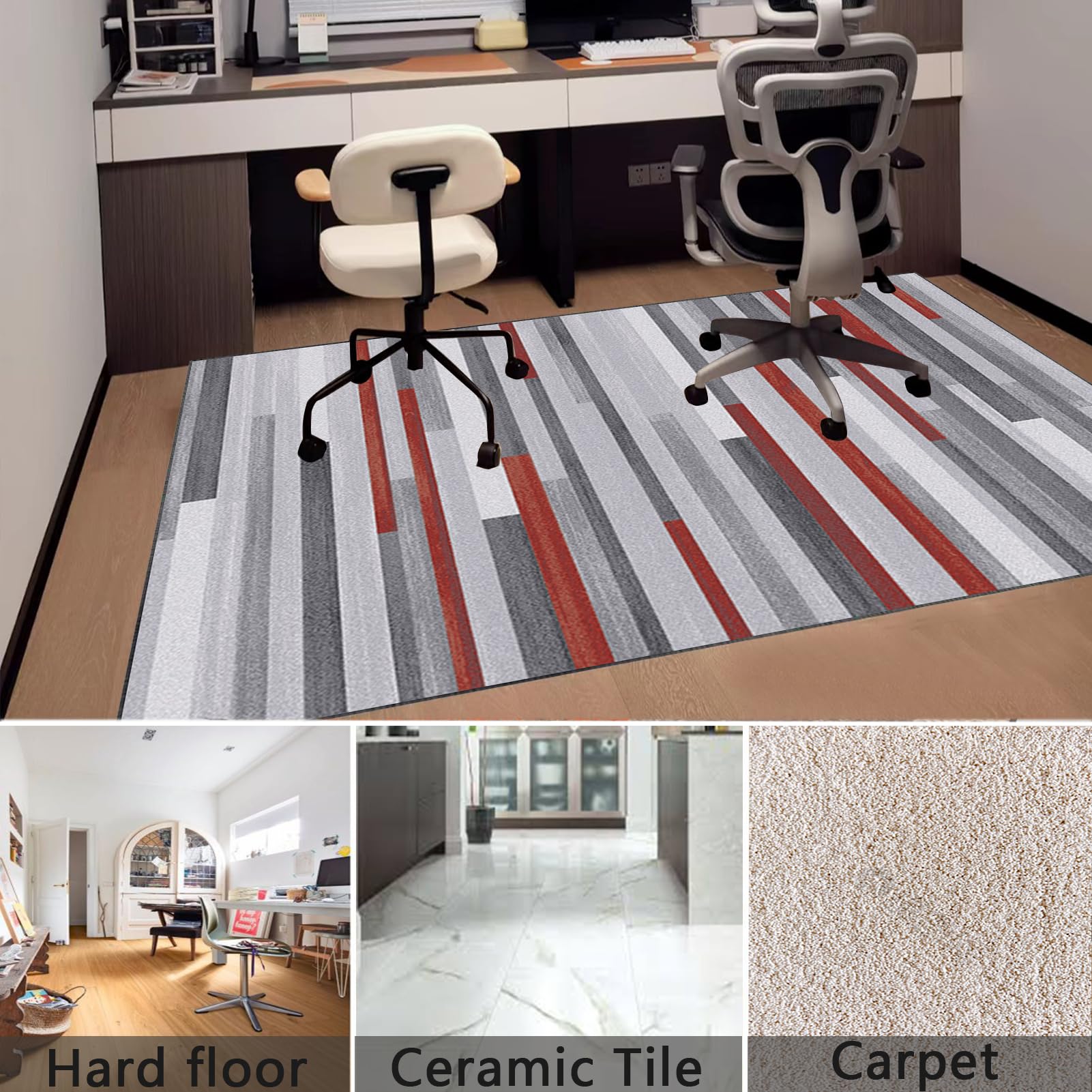 Tappetino Per Sedia Da Ufficio E Gaming 100x140 Cm - Protettore Antiscivolo Per Pavimenti Duri