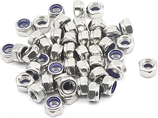 binifiMux 35Pcs M6 x 1.0mm Nylon Inserted Hex Lock Nuts 304 Stainless Steel Silver