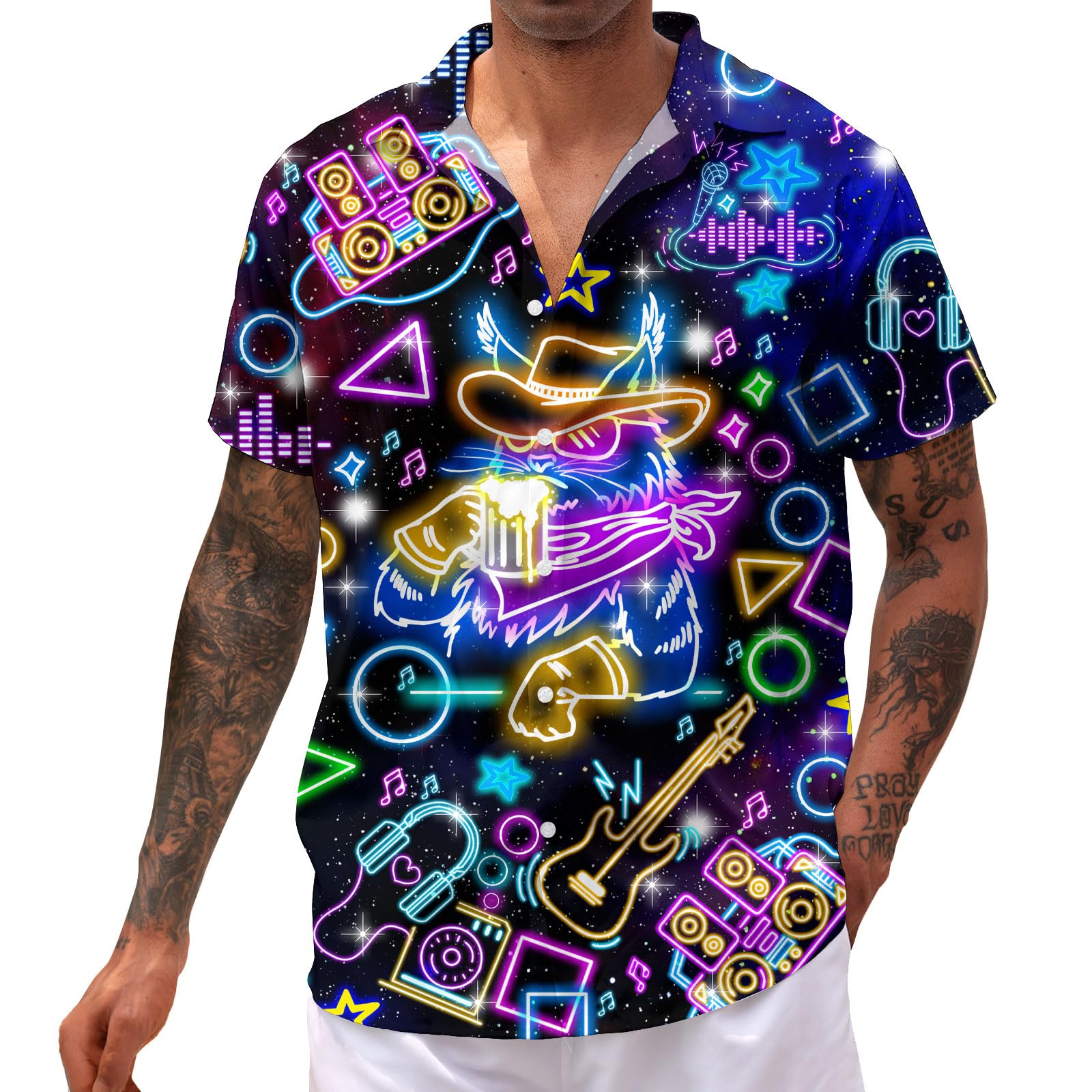 Cozople Men Button Down Shirt Casual Hawaiian Shirt Short Sleeve Aloha Shirt for Beach Party