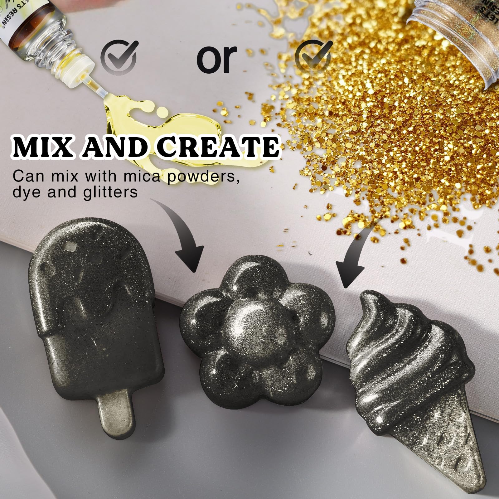 Let's Resin Resina UV colorata, 300 g, resina UV bianca e nera, resina UV scura inodore e a basso restringimento, per artigianato, creazione di gioielli, colata e rivestimento in resina colorata