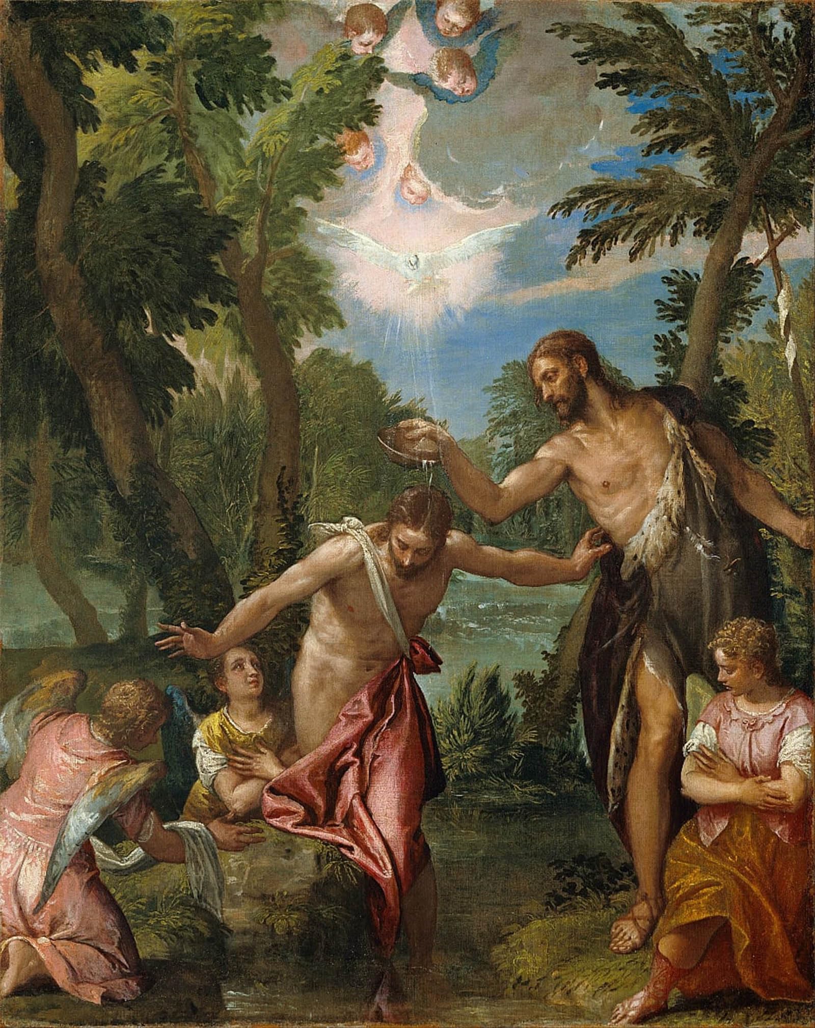 ARTXLXXBN Famous Painting Canvas Artwork Graffiti Print the Baptism of Christ by Paolo Veronese Portrait Canvas Image for Home Decor 60x90cm