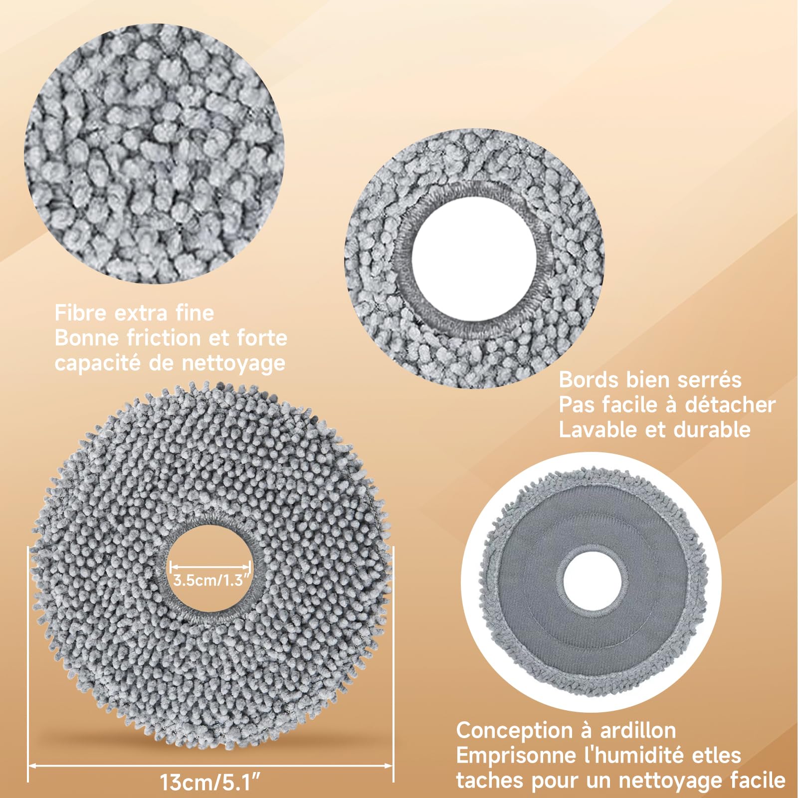 Serpillières de Rechange Roborock Saros 10R/20/Z70 Qrevo Aspirateur Robot Lavable