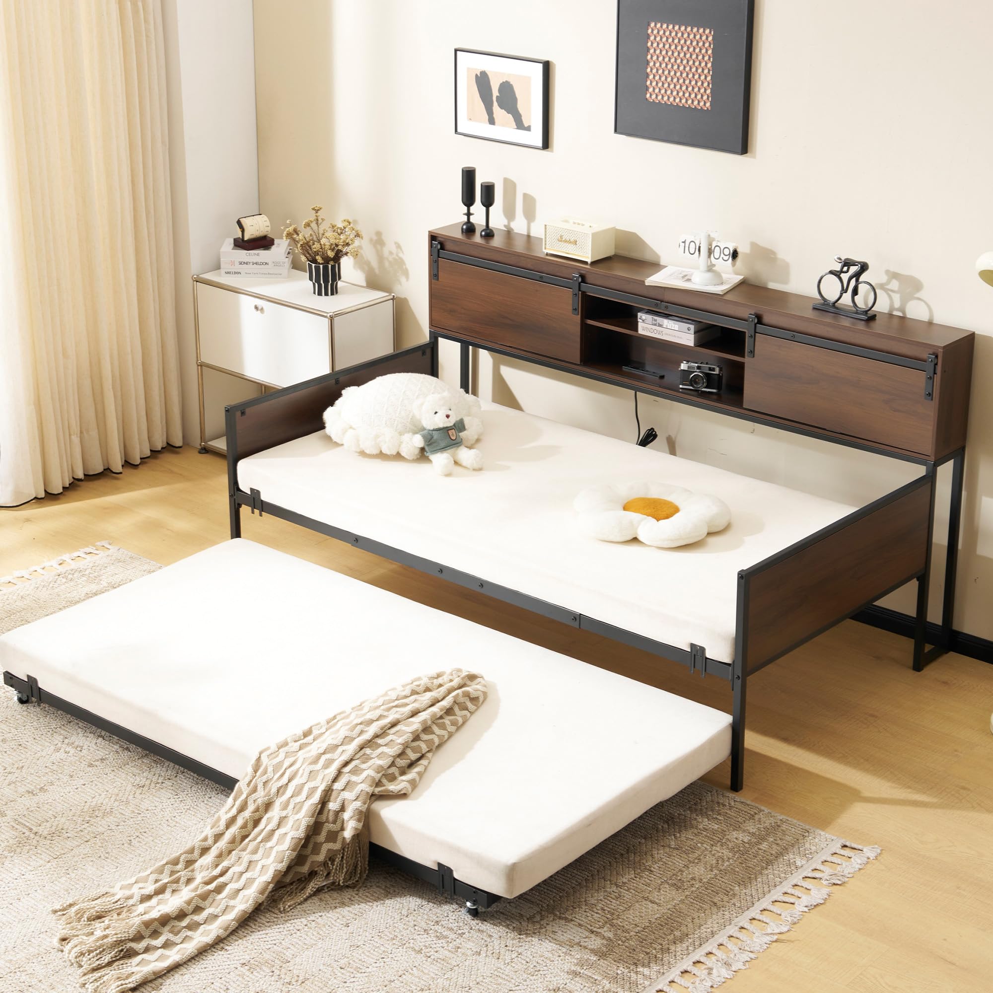 Amazon｜【SCHGKOY】親子ベッド ソファー 伸縮式 2人掛け コンセント