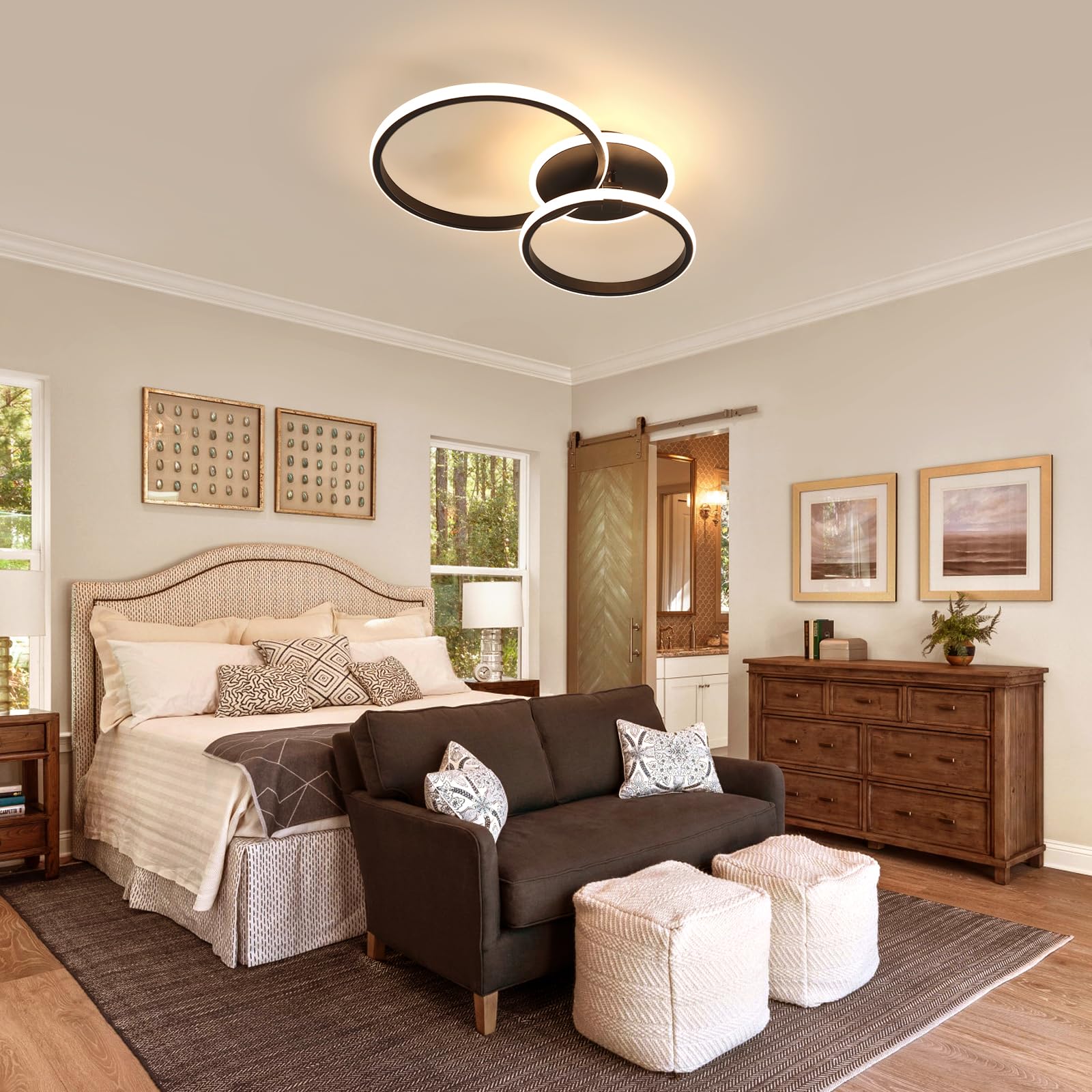 DELIPOP Plafonnier LED, 42W 4725LM Rond Lampe de plafond Noir 6500K | Moderne Luminaire Plafonnier pour Salon, Chambre, Salle à Manger, Cuisine