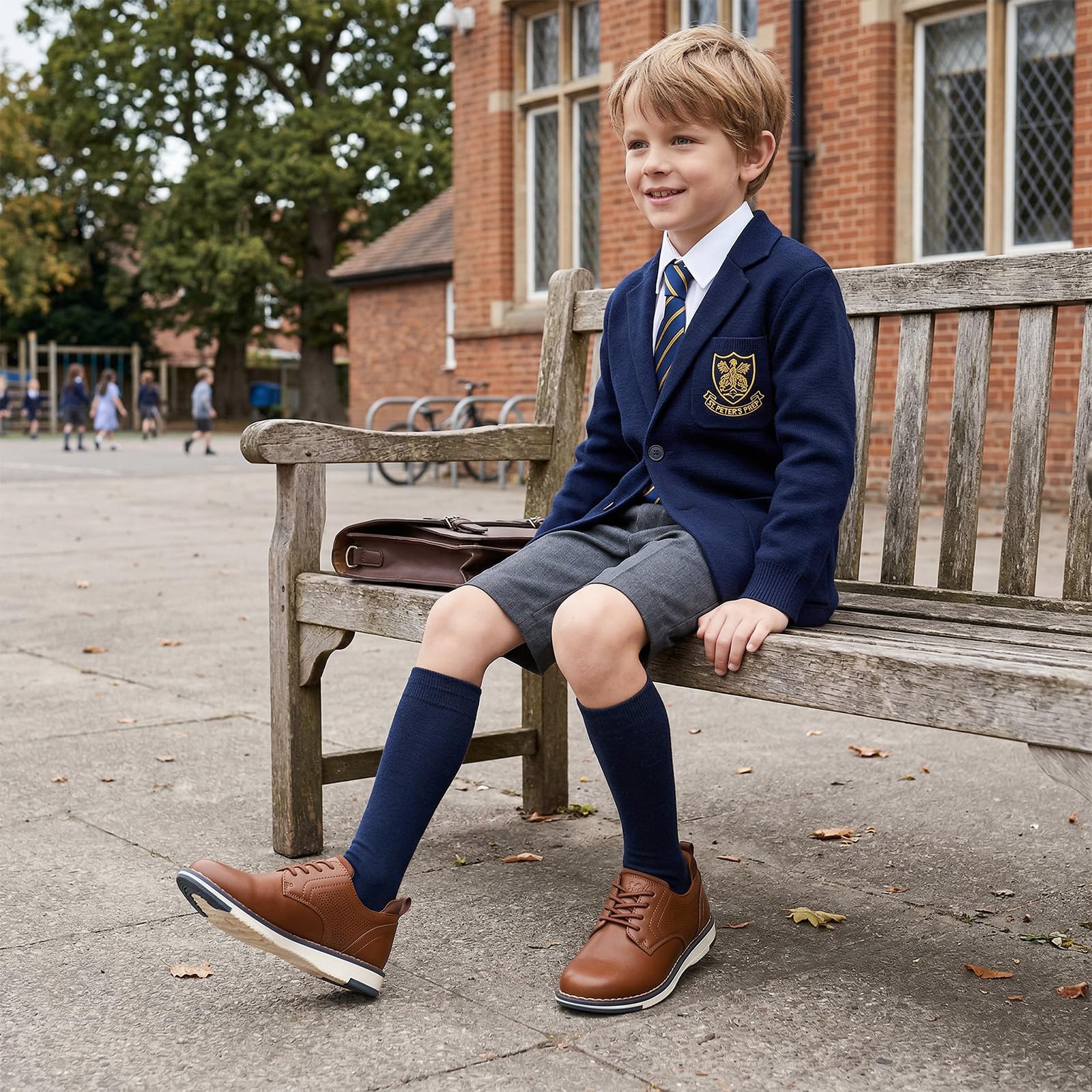 GINNI Boys Dress Shoes Slip On Casual Oxford Sneakers Comfort Wedding Church Formal Uniform Shoes for Toddler/Little/Big Kid — view 3