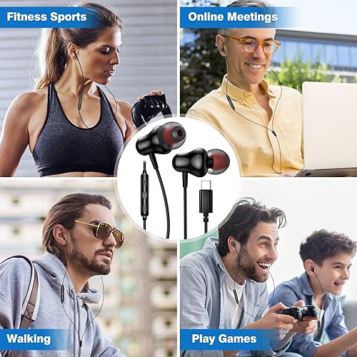 Miniatura 7 de Auriculares USB C para iPhone 15 Pro Max Pixel 7a 7 6a 8a Samsung Z Flip Fold 6 A54 A53 S24 Ultra S23 FE S22 S21 HiFi Stereo Bass In Ear Tipo C