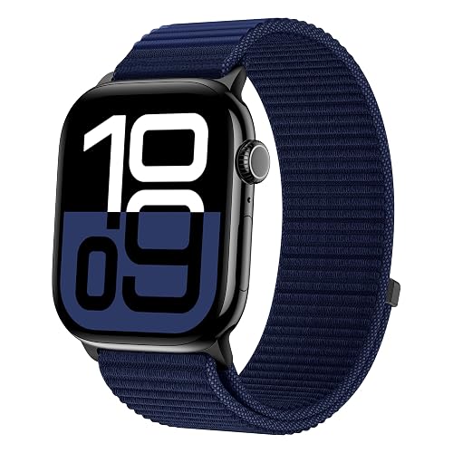 VEMIGON Nylon Loop Sport Band Compatible with Apple Watch Series 11/10/9/8/7/6/5/4/3/2/1 SE3 SE2 SE Ultra3/2/1, 38mm 40mm 41mm 42mm 44mm 45mm 46mm 49mm, Soft Adjustable Fabric Velcro Replacement Strap