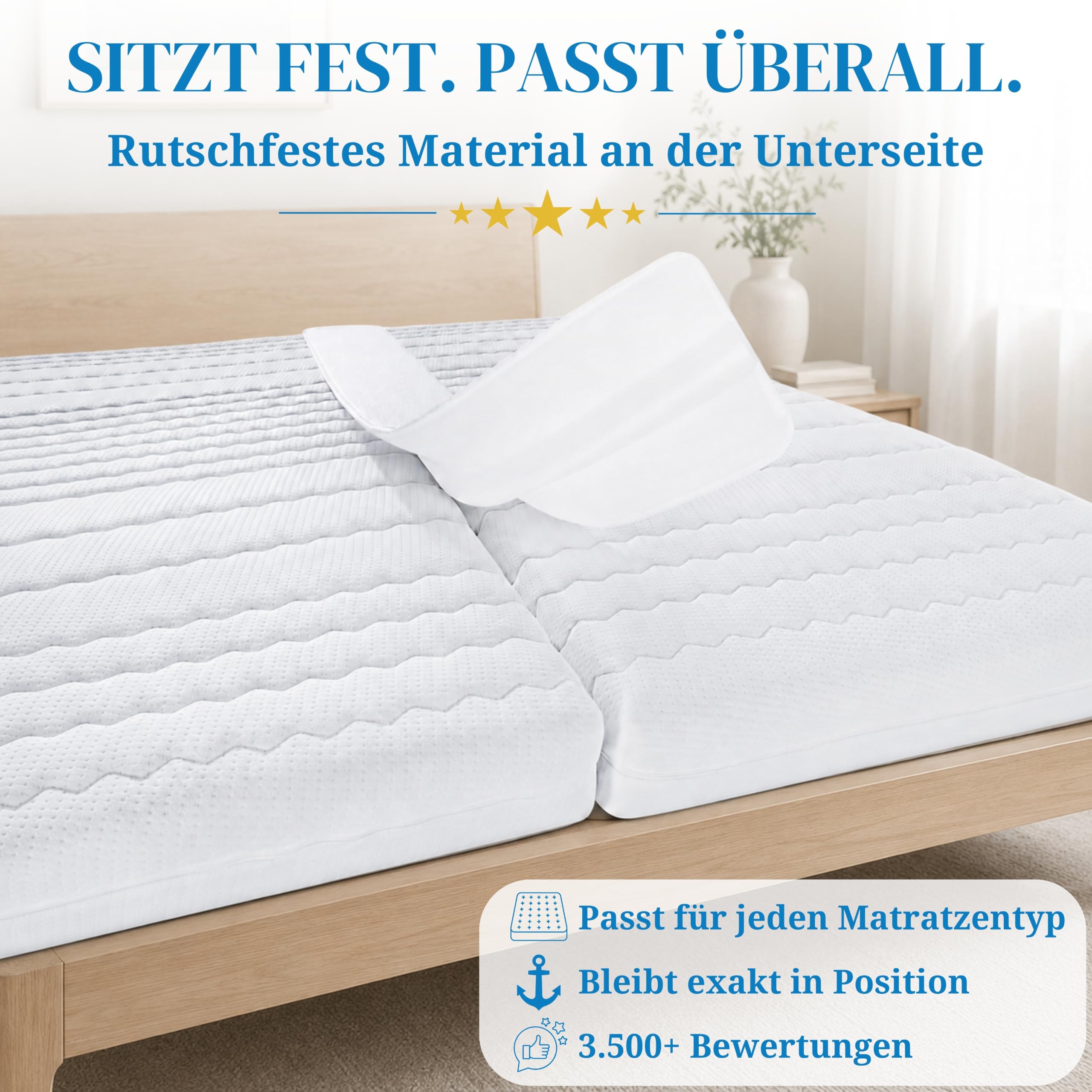 PROCAVE Most miłosny z poszewką frotte 25 x 200 cm, materac wypełniający szczeliny łączy dwa materace w jedną dużą powierzchnię do leżenia, wygodny klin do materaca zapewnia spokojny sen, Made in