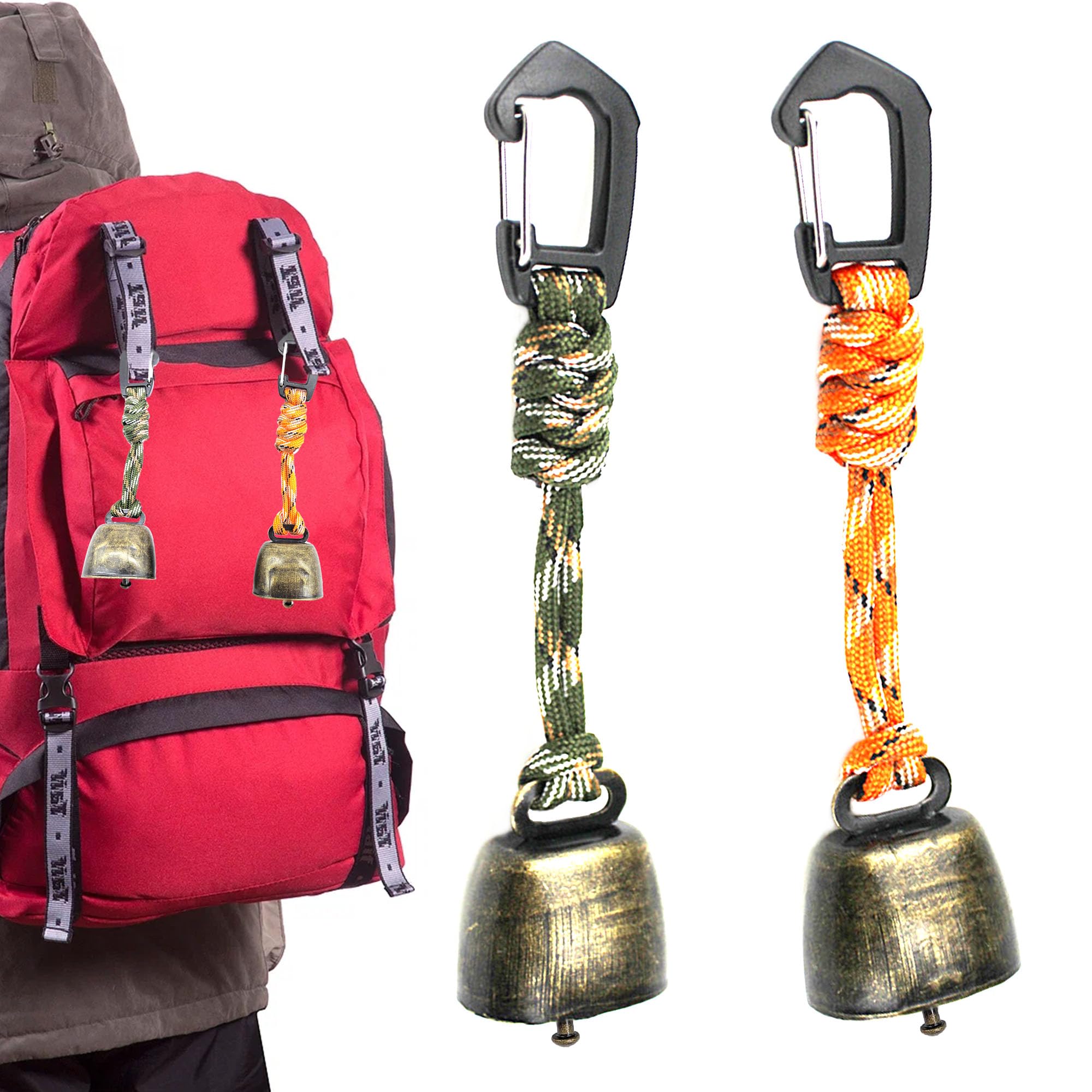 CHENNAN 2 Pièces Montagne Escalade Cloche Mini Ours Cloche Randonnée Cloches D'ours Bruyantes Polyvalent Pour Les Randonnées En Plein Air, Pendentifs De Sac à Dos, Colliers D'animaux