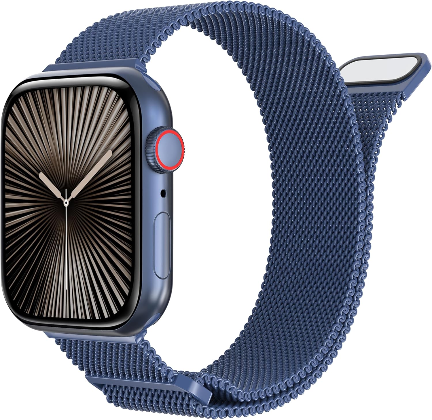 Youther Magnetic Band Compatible with Apple Watch Band 38mm 40mm 41mm 42mm 44mm 45mm 46mm 49mm, Metal Stainless Steel Mesh Loop Replacement Strap for iWatch Series 10 9 8 7 6 5 4 3 2 1 Blue 44mm/45mm/46mm/49mm/42mm(Series 3)