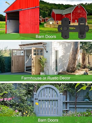 Miniatura 5 de 4 paquetes  Cerradura de puerta corrediza de granero de 4 pulgadas, pestillo de cerradura de puerta de acero inoxidable negro para puertas de valla