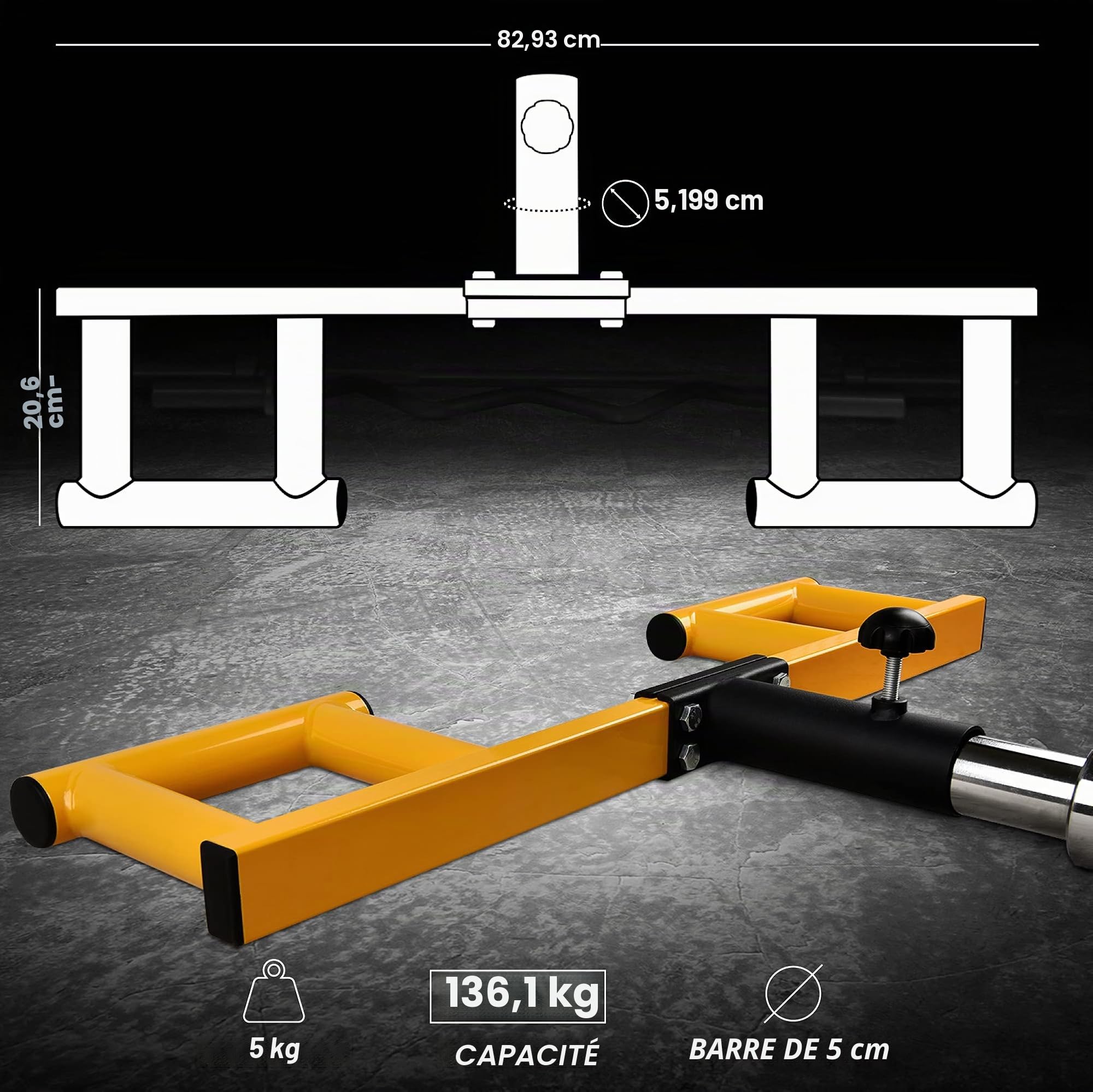 Yes4All Attacco Viking Press T-Bar Landmine per bilanciere olimpico da 5 cm - 3 posizioni di impugnatura per una maggiore versatilità