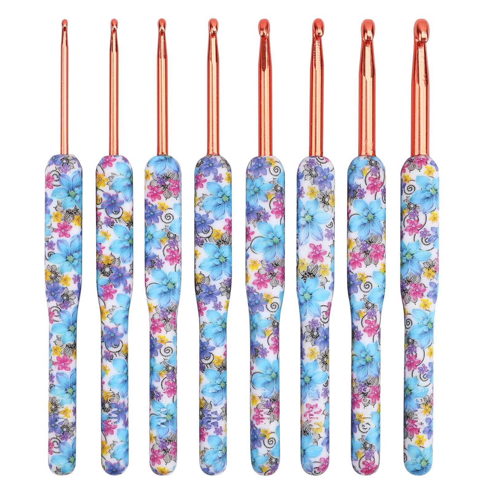 Excefore Crochet Hooks Set, 8Pcs Ergonomic Crochet Hooks, Hook Needles for Arthritic Hands, Colorful Crochet Kit for Beginners, Exquisite Knitting Crochet Supplies (Blue)