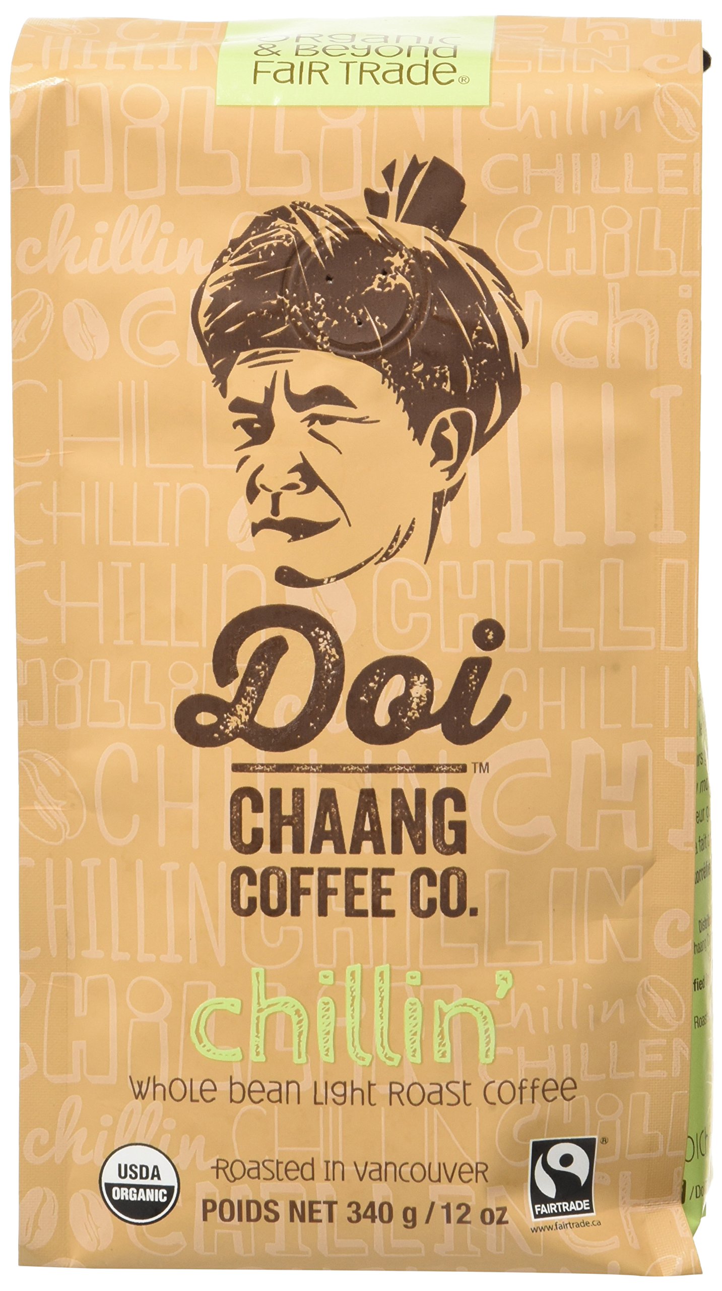 Doi Chaang Coffee Whole Bean Blend Coffee, Chillin' Light Roast, 12 Ounce