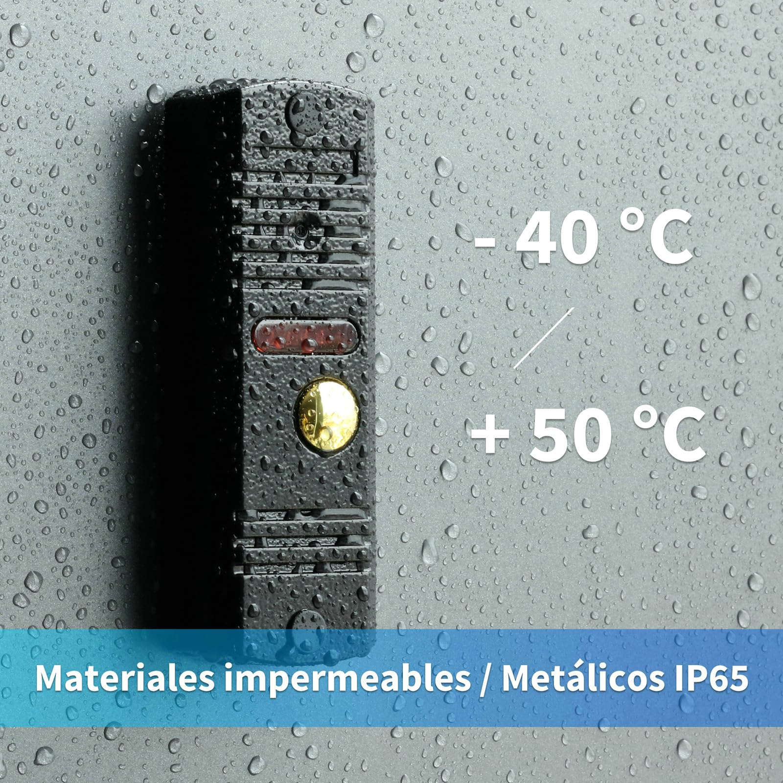 Karmen Portero con vídeo de 7 Pulgadas, Timbre de Metal, visión Nocturna infrarroja, Impermeable IP65, 16 Tonos, Control Remoto, Negro