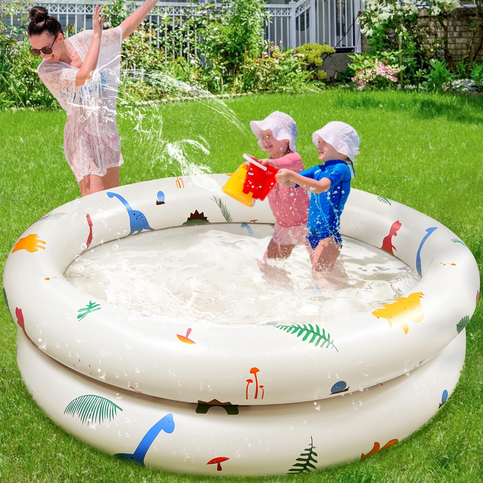 Azonee Inflatable Kiddie Pool, Round Bath Pool Pool Inflatable Swimming Pool, Small Inflatable Swimming Pool For Outdoor Garden Supplies, 120cm Portable Family Garden Summer Water Swimming Pools