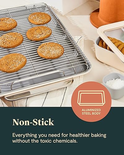 Miniatura 5 de Caraway Juego de utensilios de cerámica antiadherente para hornear (11 piezas)  bandejas para hornear, bandejas para hornear, estante de