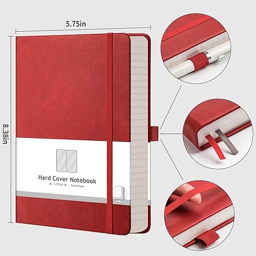 Miniatura 9 de AHGXG - Cuaderno grueso con rayas para universidad, trabajo, tomar notas, 320 páginas numeradas, A5, papel de 2.95 ozyd de grosor, tapa dura de piel