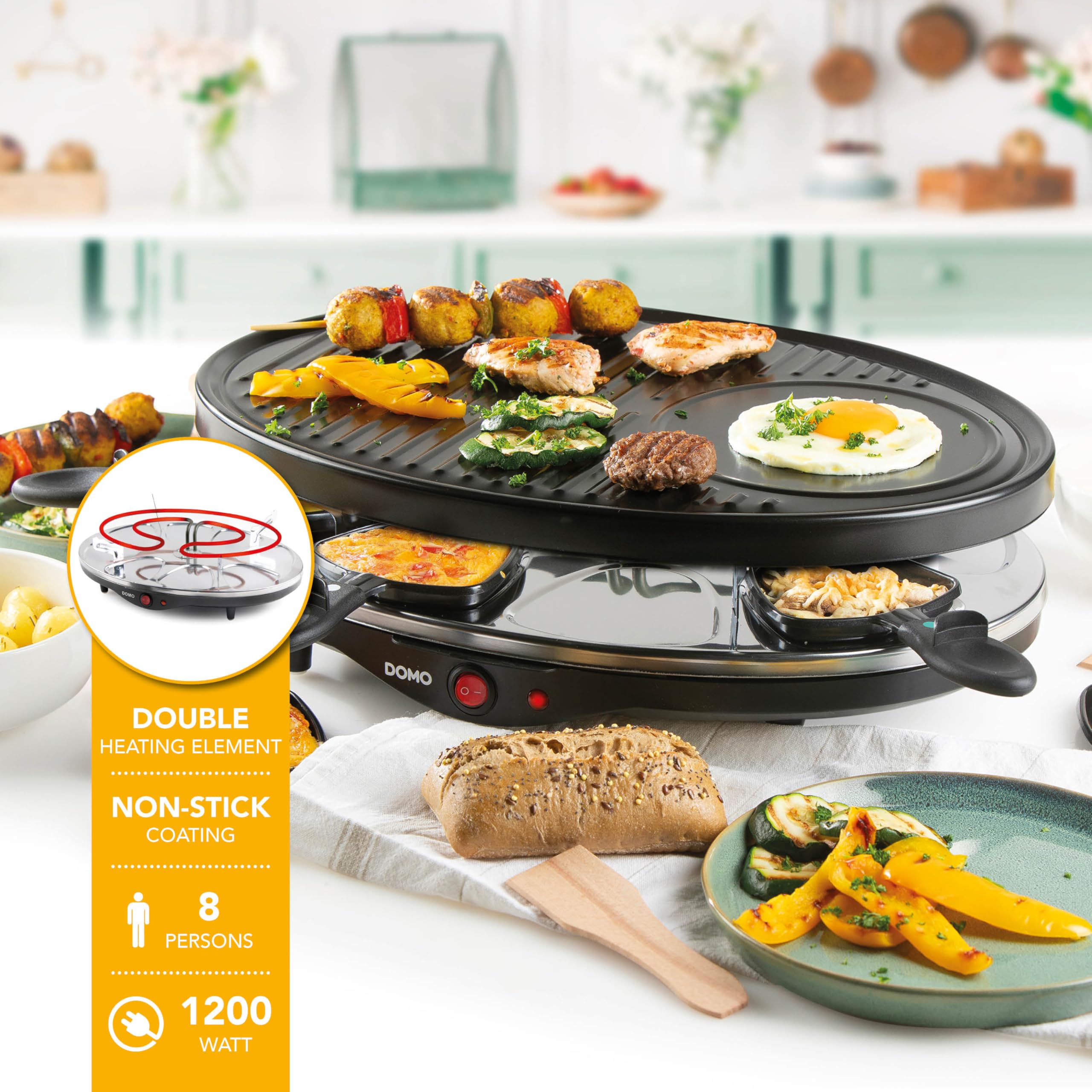 Domo Do9038G Grill, Czarny, 1200W