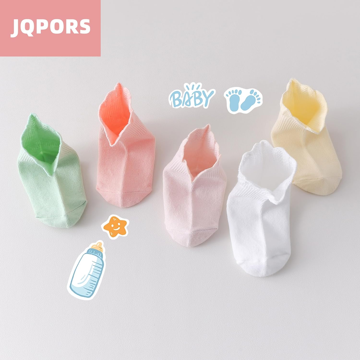 5 Pairs Toddler Ruffle Socks for Girls Uniform Dress Socks for Baby Kids Seamless Crew Ankle Cotton Size 0-5 Years - Image 5