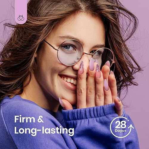 Miniatura 138 de Beetles - Kit de gel de extensión de uñas de polietileno con luz UV: juego de 6 colores de gel constructor rosa con purpurina blanca con capa base