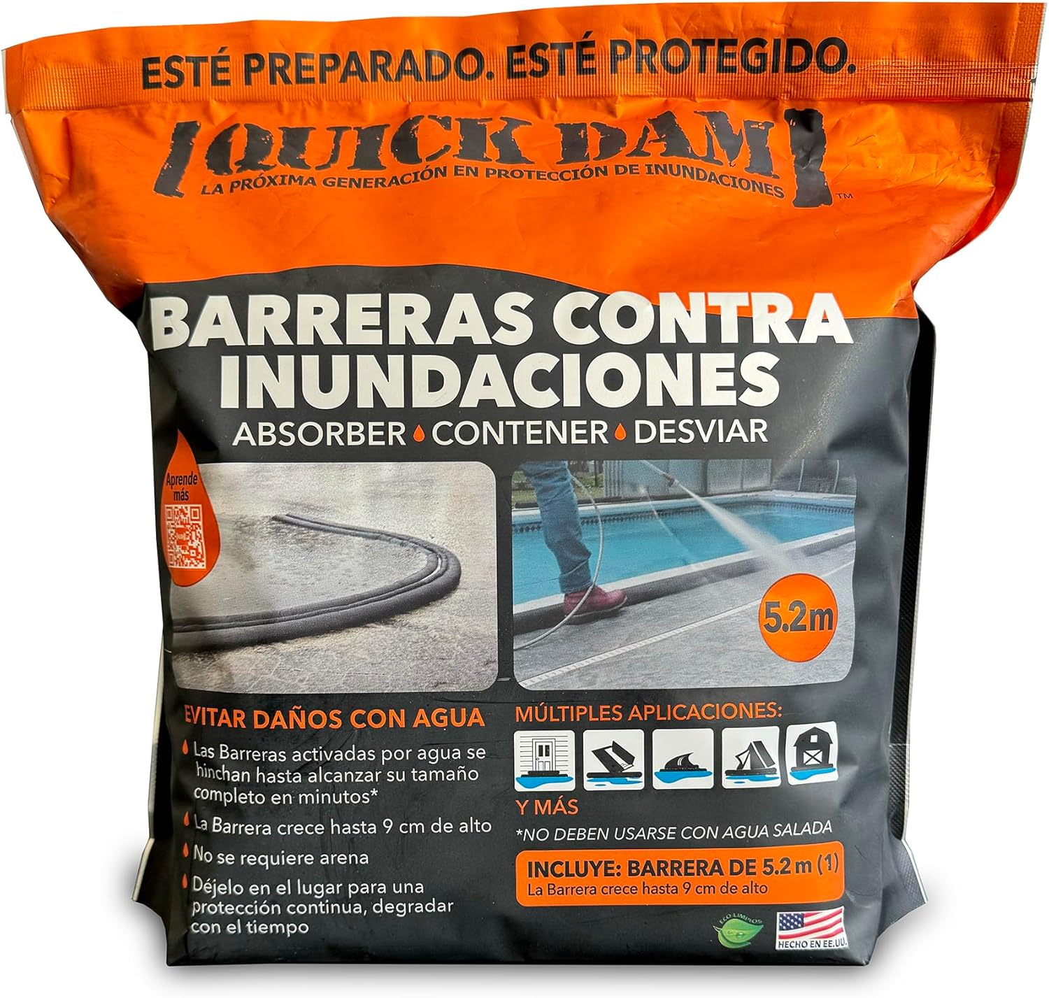 Quick Dam QD617-1 Water Activated Flood Barrier 17 feet, 1-Pack
