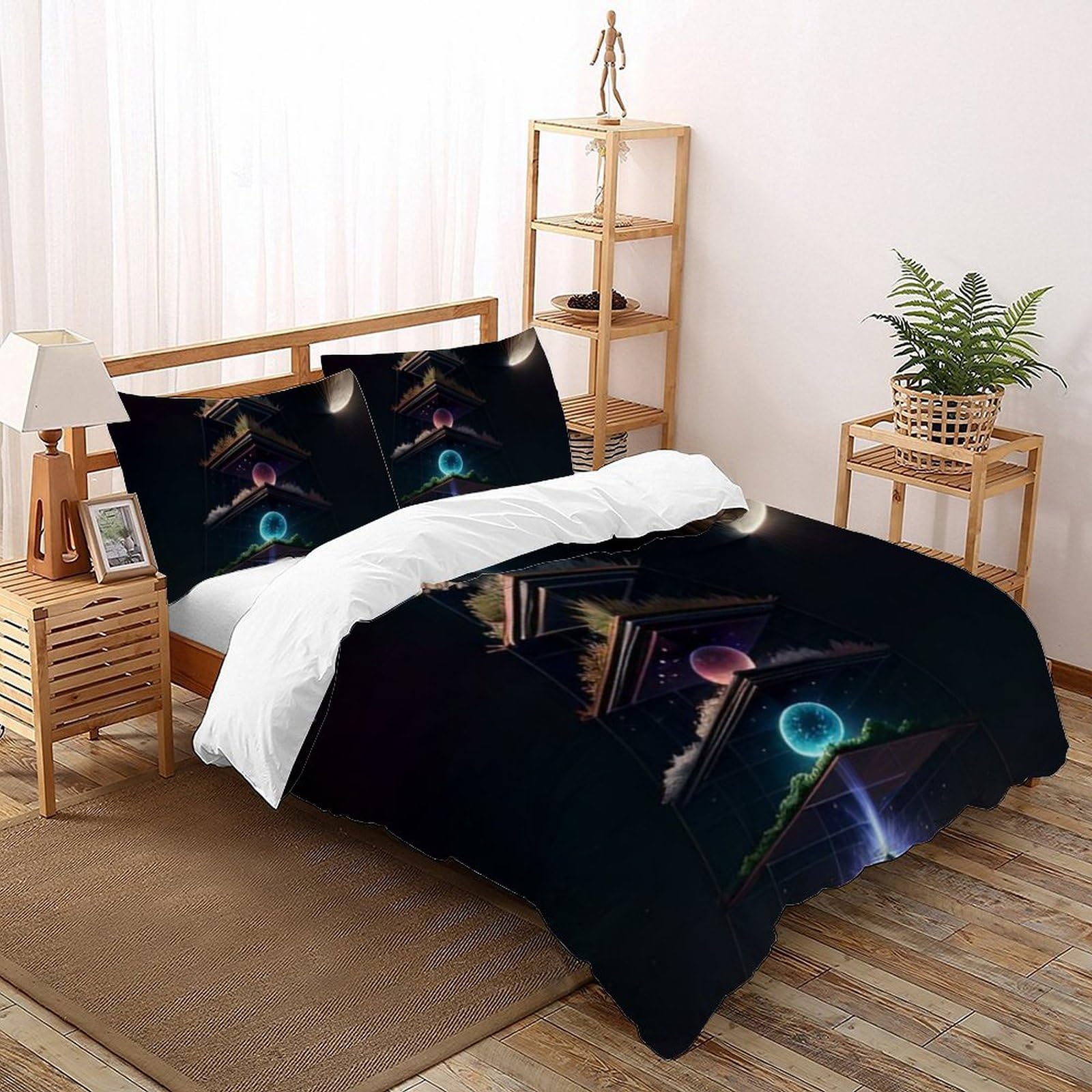 Housse de couette King Pyramide microfibre haut de gamme avec fermeture éclair durable