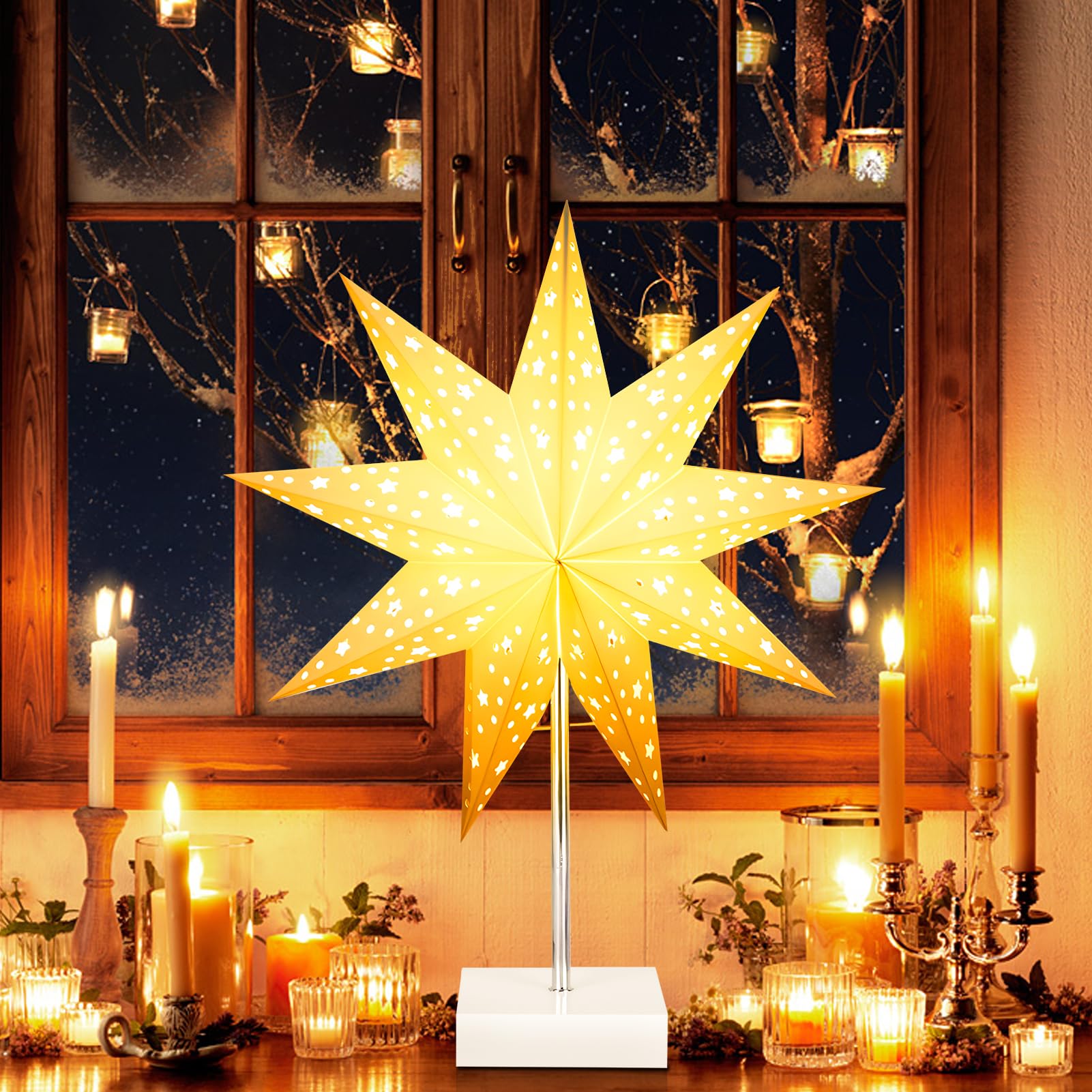 Amazon.de: Nexoria Weihnachtsstern Beleuchtet Stehend, 67CM LED  Weihnachtsstern mit Stnder Papierstern Weihnachten Beleuchtet Tischlampe  Led Stern ...