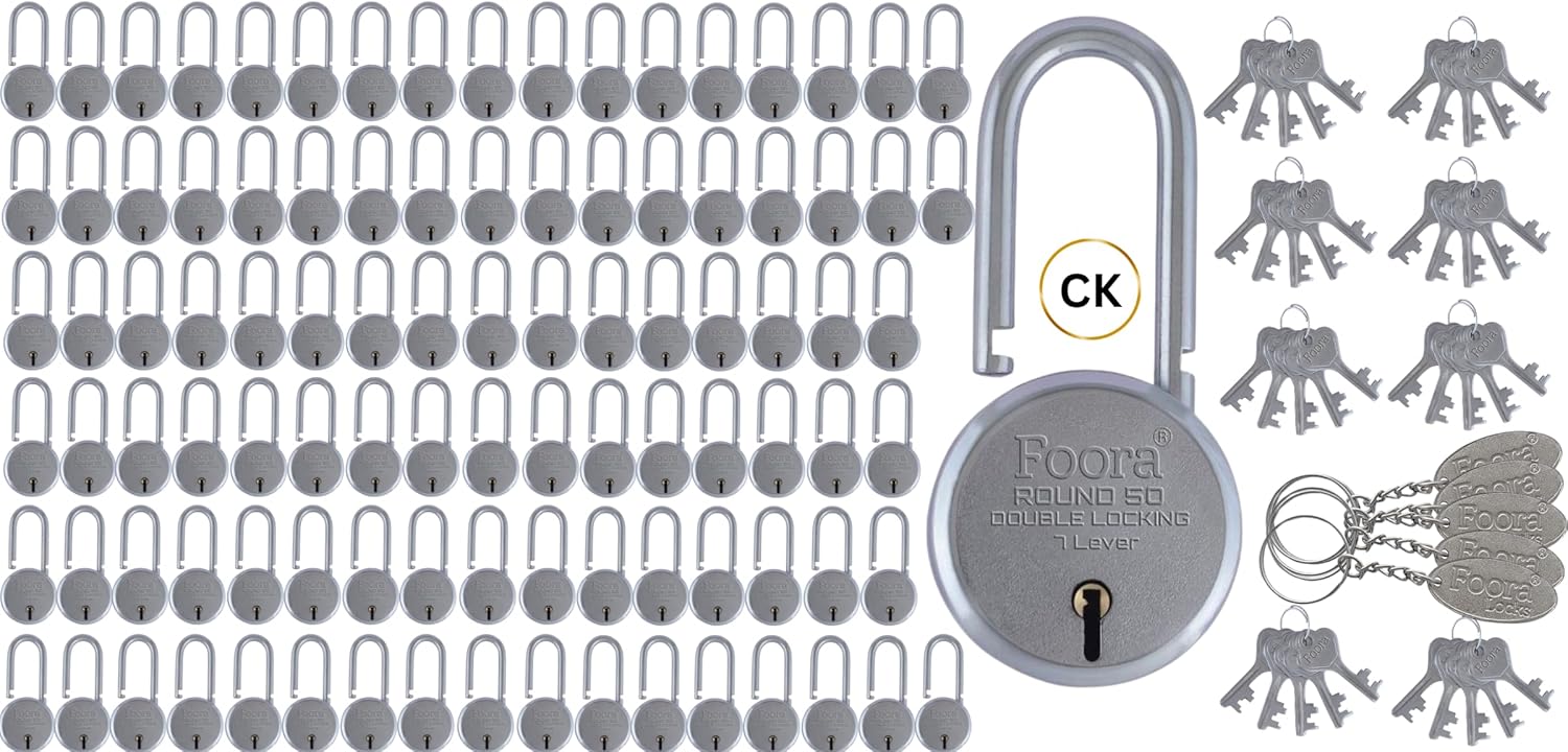 Foora Small Lock and Keys, Long Neck Shackle Door Lock for Home, Shop