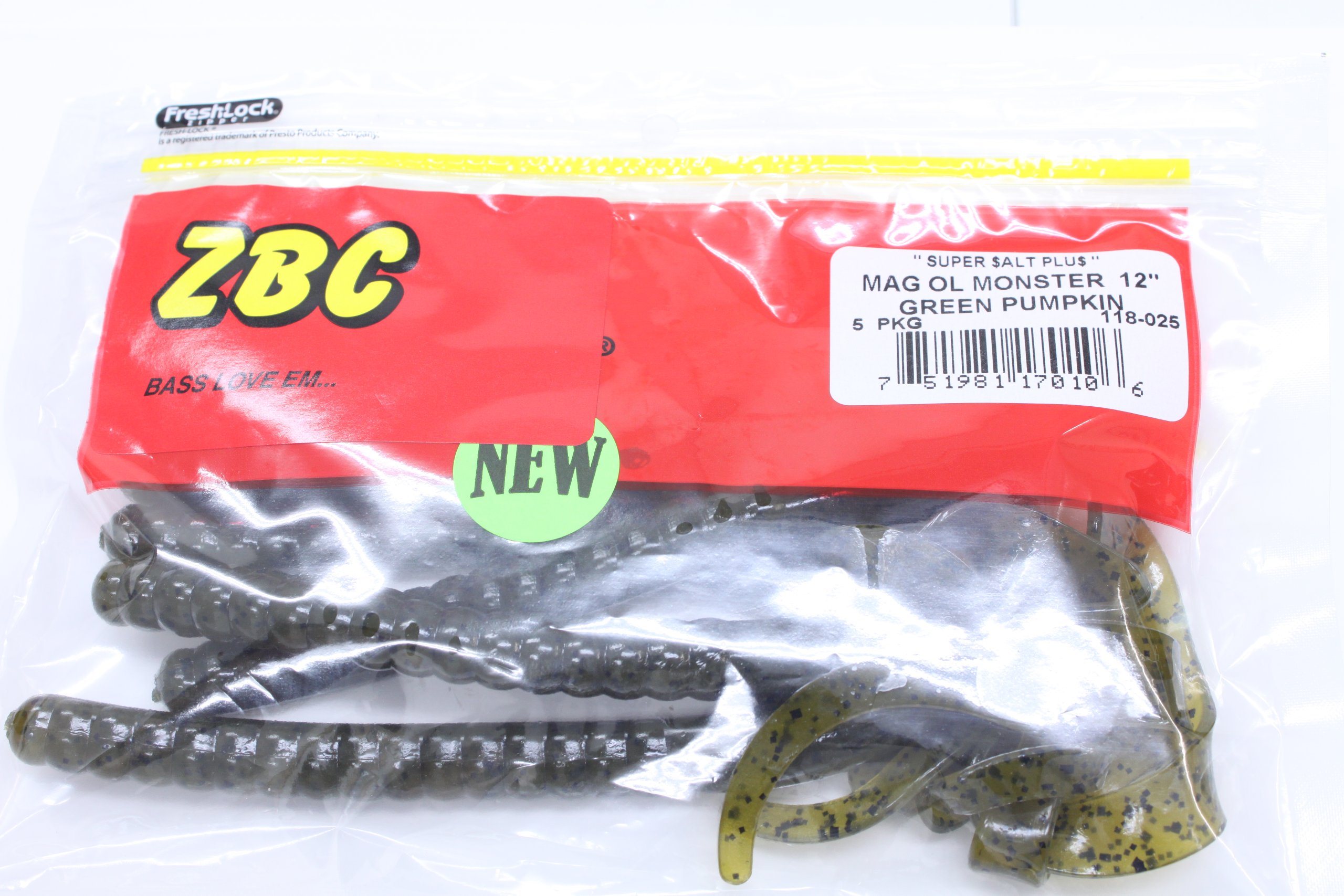 Zoom Magnum Ol' Monster Worm-Pack of 5 (Green Pumpkin, 12-Inch)