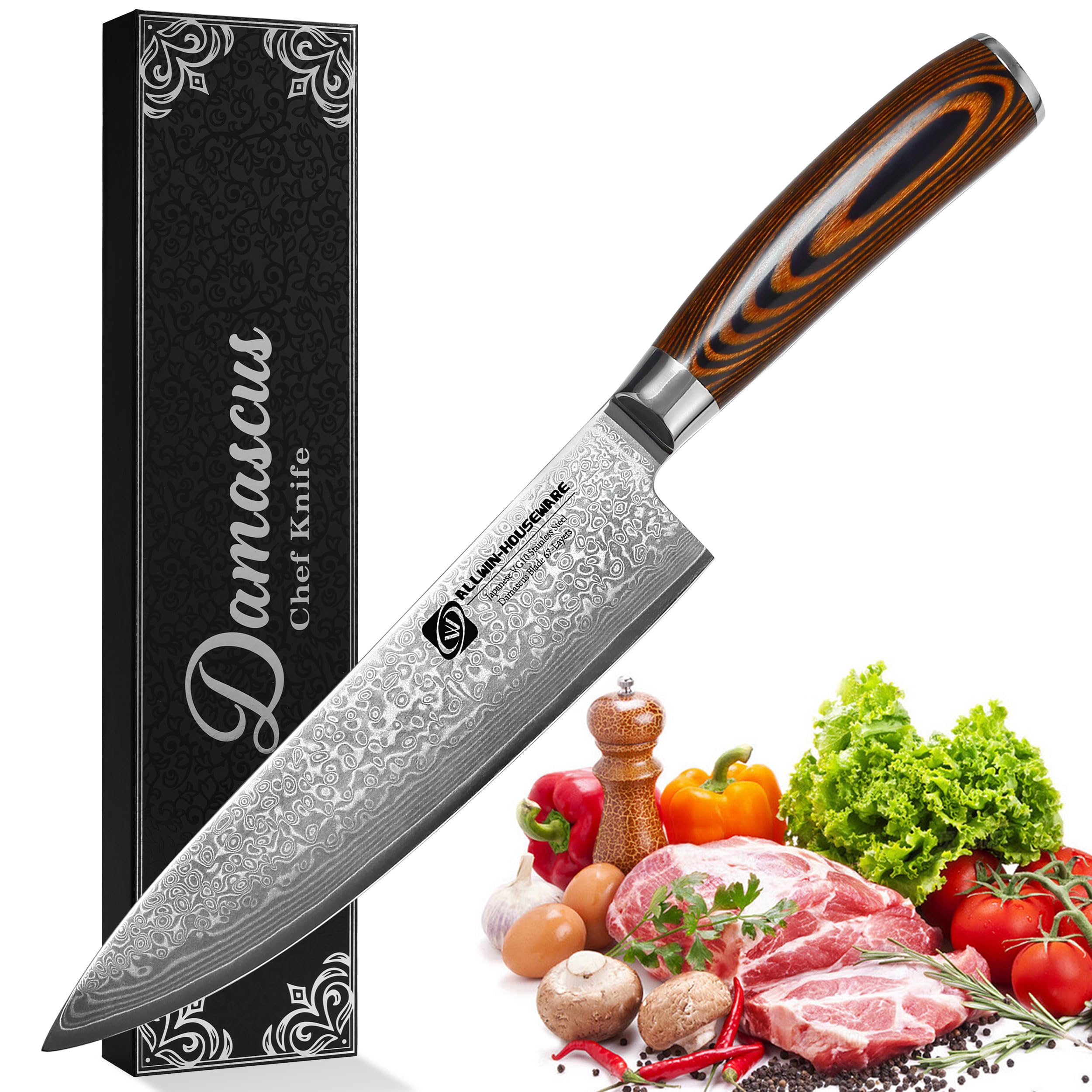Amazon.com: Damascus Chef Knife 8'' Professional 67-Layer VG10