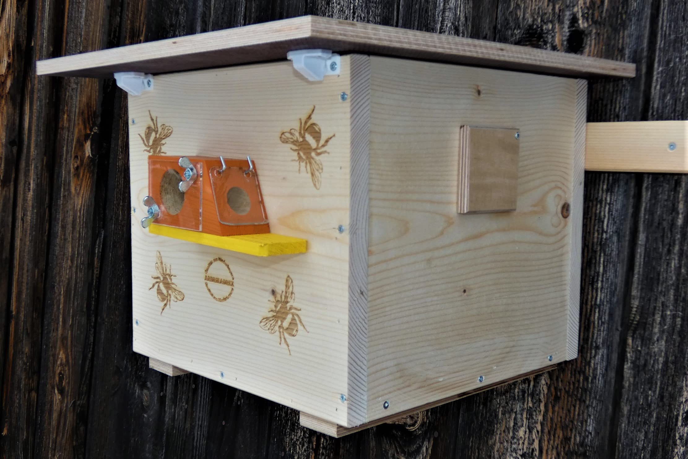 Hummelkasten zum Stellen oder aufhängen, mit Wachsmottensperre, Sichtfenster und Nistmaterial Imprägniert Wetterfest Bienenhaus Hummelhaus Nistkasten Hummelvilla Bienen Insektenhaus