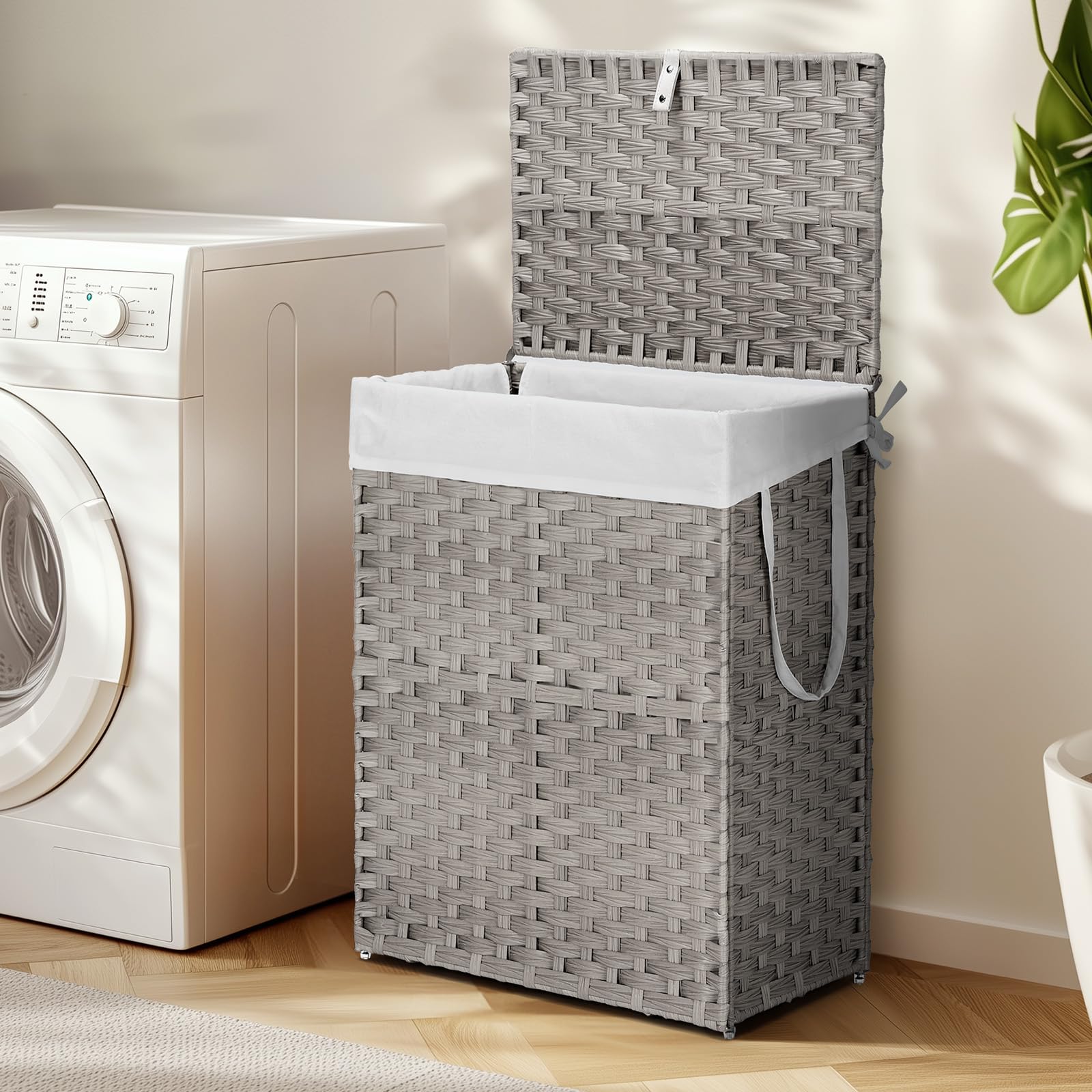 Best Wicker Hamper With Lid 2026: 5 Woven Picks Ranked 2 DUMOS Woven Laundry Basket with Lid, 90L Large Capacity Hamper, Removable and Machine-Washable - product photo